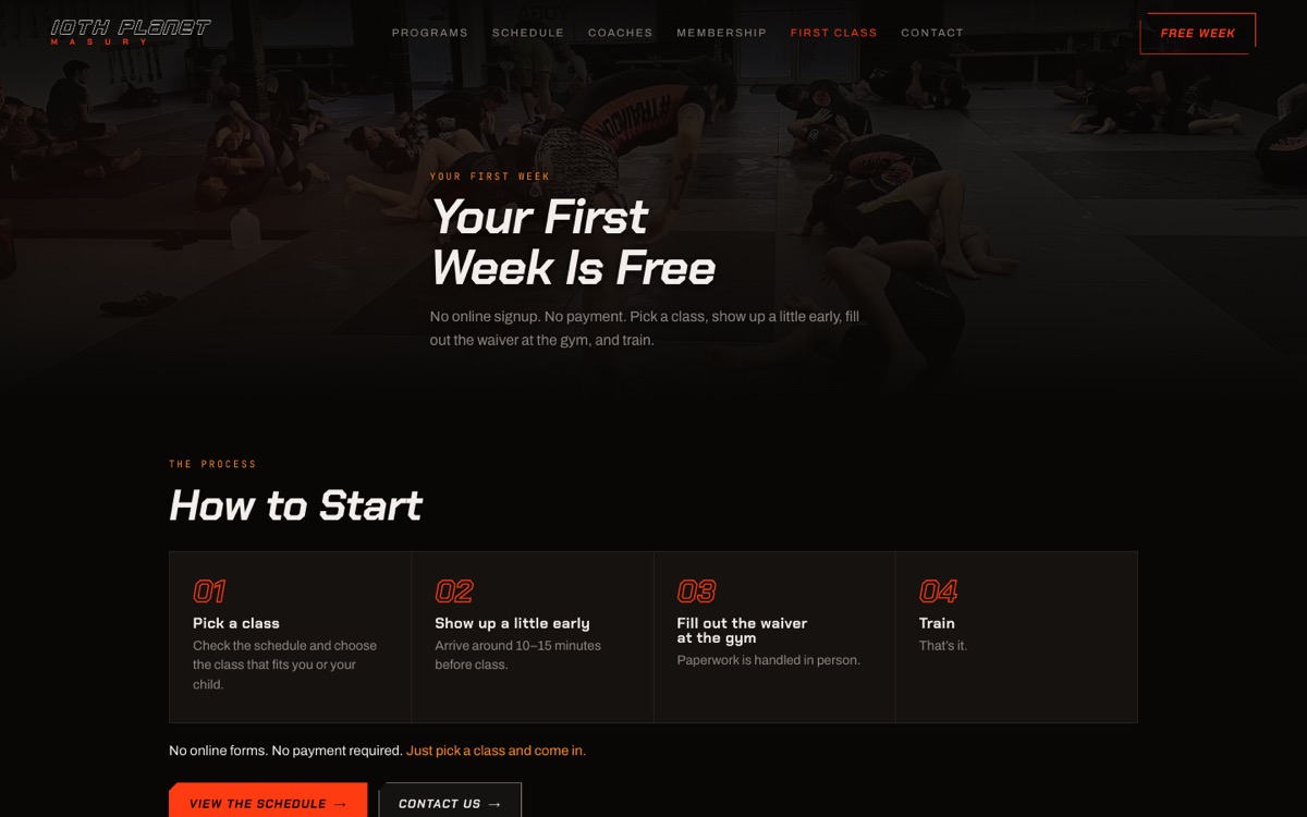 Your First Week Is Free page explaining how to start